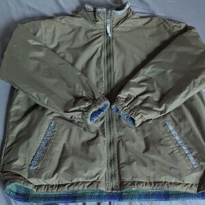 Olive Green Jacket with Blue Accents